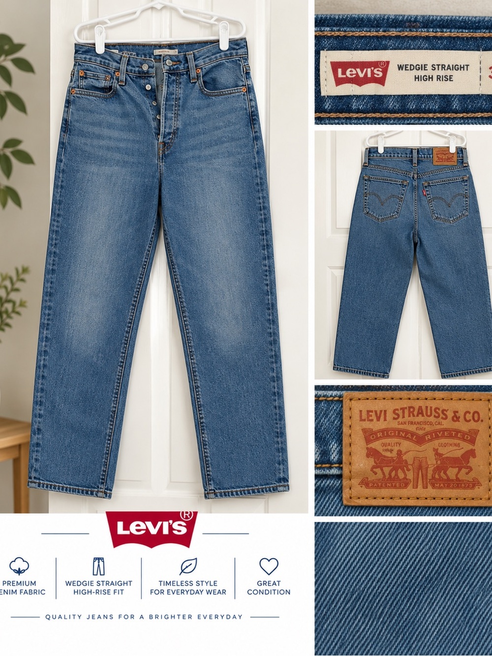 Levi's Wedgie Straight High-Rise Jeans in Mid Blue Wash